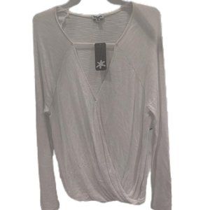 NWT Splendid Women's Wrap Blouse Black Size Small Cotton Blend Slim Fit $70 K035